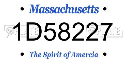 1D58227 Massachusetts License Plate