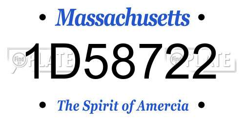 1D58722 Massachusetts License Plate