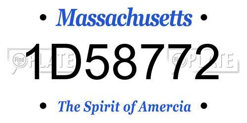1D58772 Massachusetts License Plate