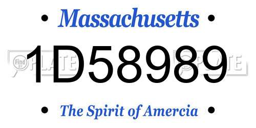 1D58989 Massachusetts License Plate