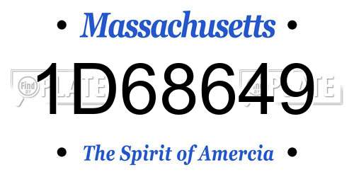 1D68649 Massachusetts License Plate