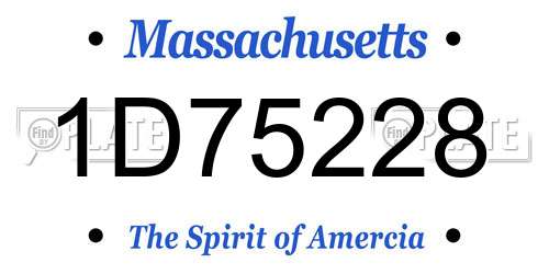 1D75228 Massachusetts License Plate