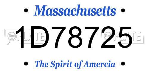 1D78725 Massachusetts License Plate