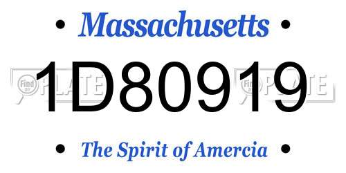 1D80919 Massachusetts License Plate