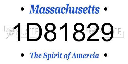 1D81829 Massachusetts License Plate
