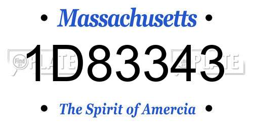 1D83343 Massachusetts License Plate