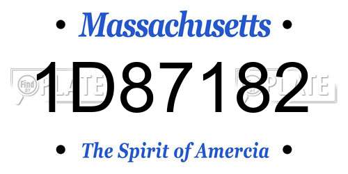 1D87182 Massachusetts License Plate