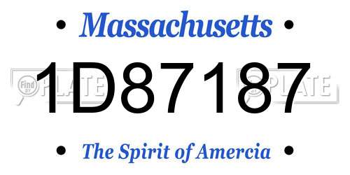 1D87187 Massachusetts License Plate