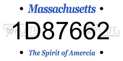 1D87662 Massachusetts License Plate