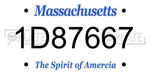 1D87667 Massachusetts License Plate