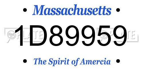 1D89959 Massachusetts License Plate