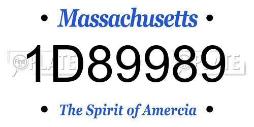 1D89989 Massachusetts License Plate