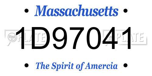 1D97041 Massachusetts License Plate