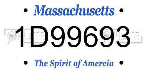 1D99693 Massachusetts License Plate