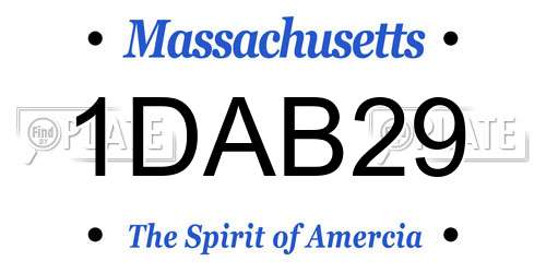1DAB29 Massachusetts License Plate