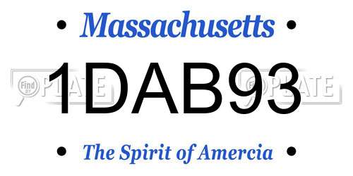 1DAB93 Massachusetts License Plate