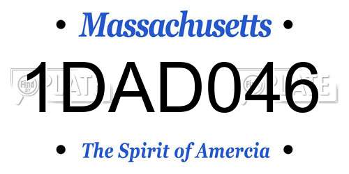 1DAD046 Massachusetts License Plate