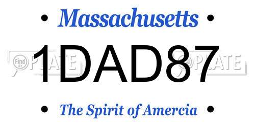 1DAD87 Massachusetts License Plate