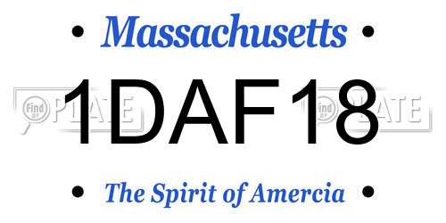 1DAF18 Massachusetts License Plate