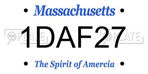 1DAF27 Massachusetts License Plate