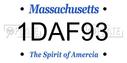1DAF93 Massachusetts License Plate