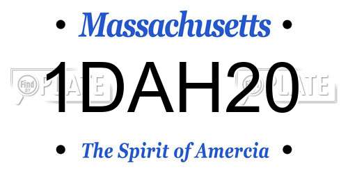 1DAH20 Massachusetts License Plate