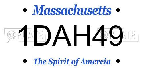 1DAH49 Massachusetts License Plate