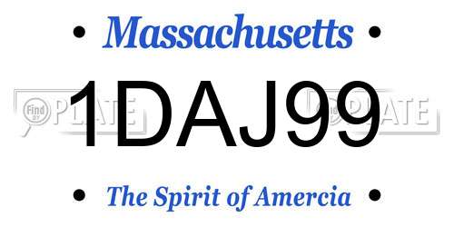 1DAJ99 Massachusetts License Plate