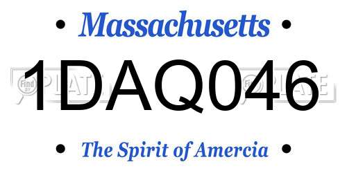 1DAQ046 Massachusetts License Plate