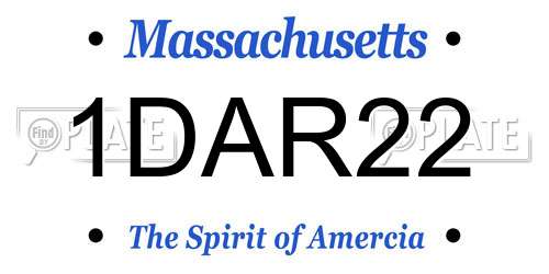 1DAR22 Massachusetts License Plate