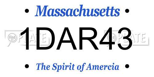 1DAR43 Massachusetts License Plate