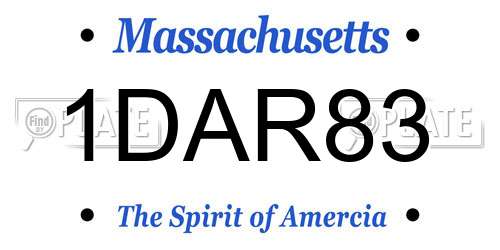 1DAR83 Massachusetts License Plate