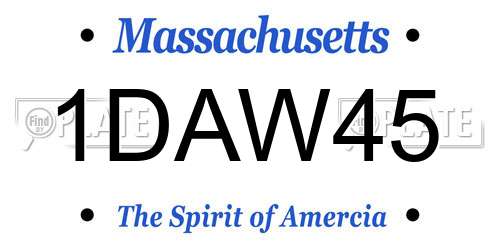 1DAW45 Massachusetts License Plate