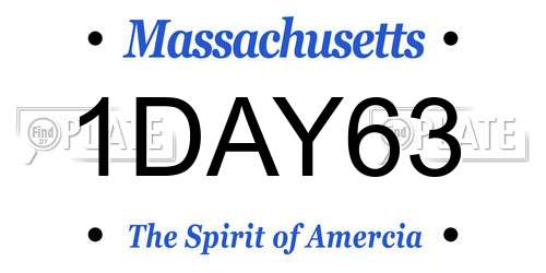 1DAY63 Massachusetts License Plate