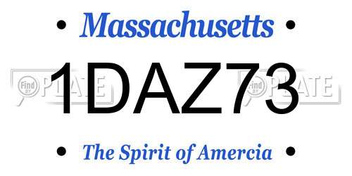 1DAZ73 Massachusetts License Plate
