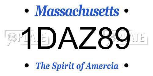 1DAZ89 Massachusetts License Plate