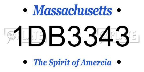 1DB3343 Massachusetts License Plate