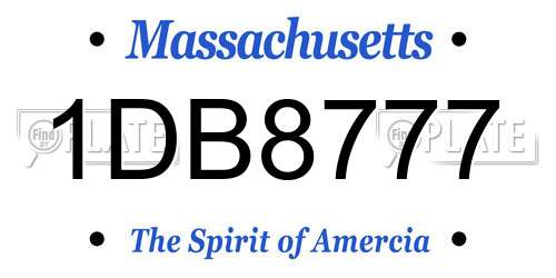 1DB8777 Massachusetts License Plate