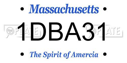 1DBA31 Massachusetts License Plate