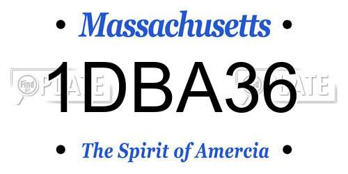 1DBA36 Massachusetts License Plate