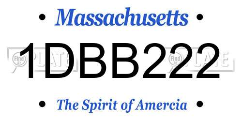 1DBB222 Massachusetts License Plate