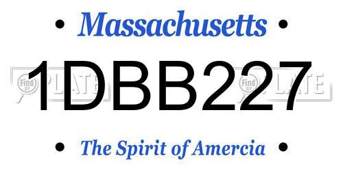 1DBB227 Massachusetts License Plate