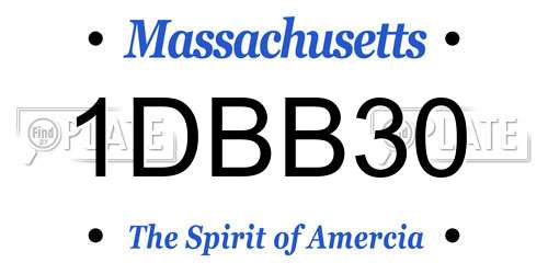 1DBB30 Massachusetts License Plate