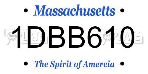 1DBB610 Massachusetts License Plate
