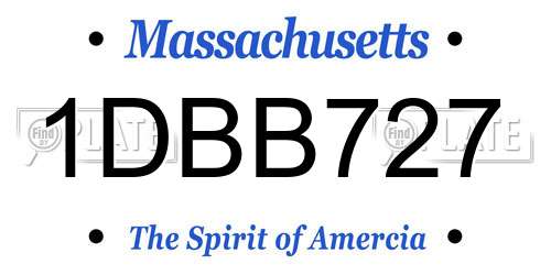 1DBB727 Massachusetts License Plate