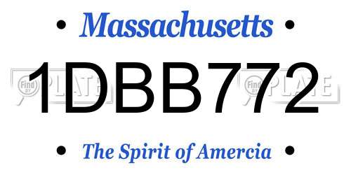 1DBB772 Massachusetts License Plate