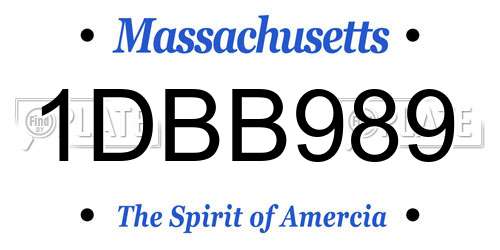 1DBB989 Massachusetts License Plate