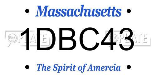 1DBC43 Massachusetts License Plate