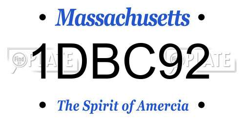 1DBC92 Massachusetts License Plate