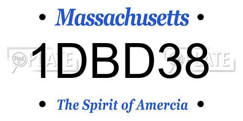1DBD38 Massachusetts License Plate